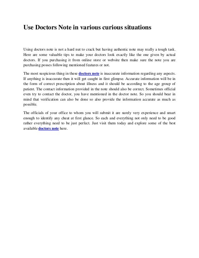 use doctors note in various curious situations how hard is it to get a doctors note