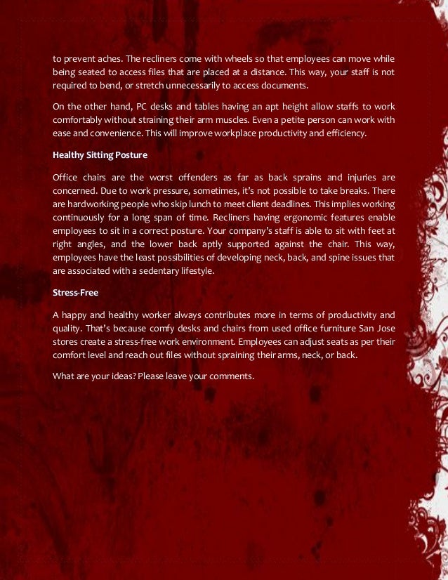 Used Office Furniture San Jose Benefits of Ergonomic Design