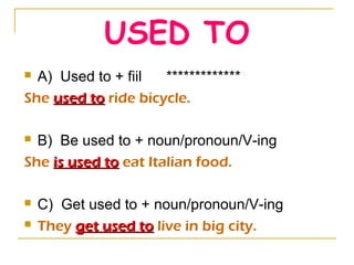 Using Used To Habits in the past | PPT