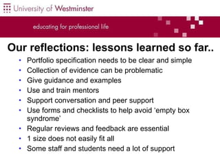 Use ePortfolios at The University Of Westminster | PPT