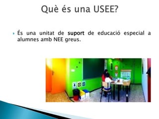    És una unitat de suport de educació especial a
    alumnes amb NEE greus.
 