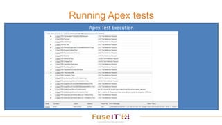 Running Apex tests
Apex Test Execution
 