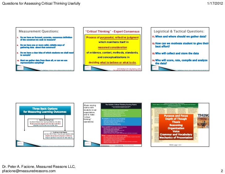 Critical thinking inventory
