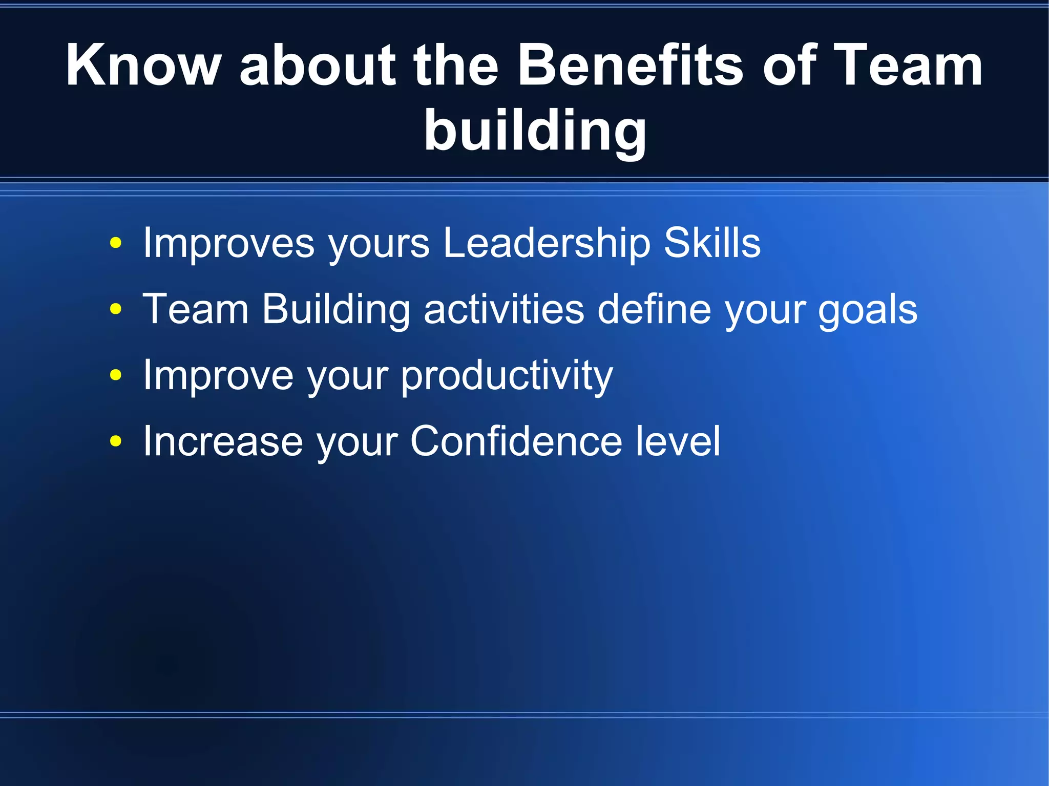 Useful benefits of Team building by Shane Maluegge | PDF