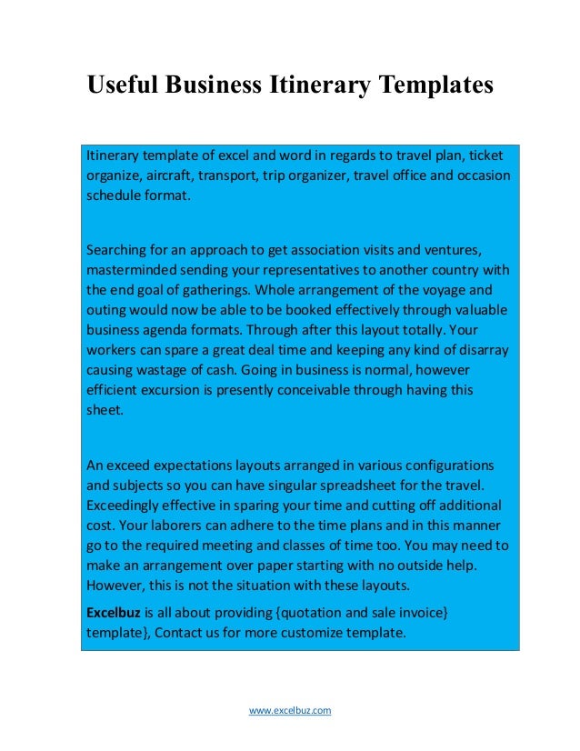 useful business itinerary templates business itinerary template