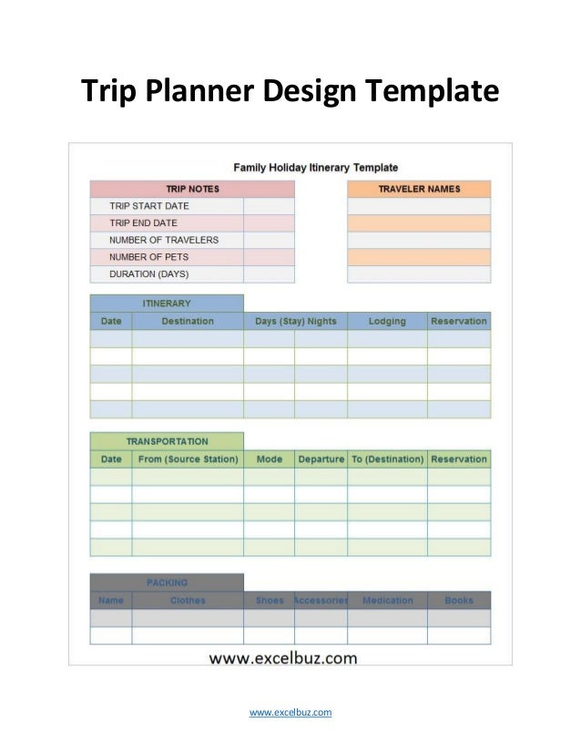 itinerary design template