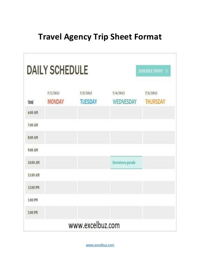 travel agency itinerary template