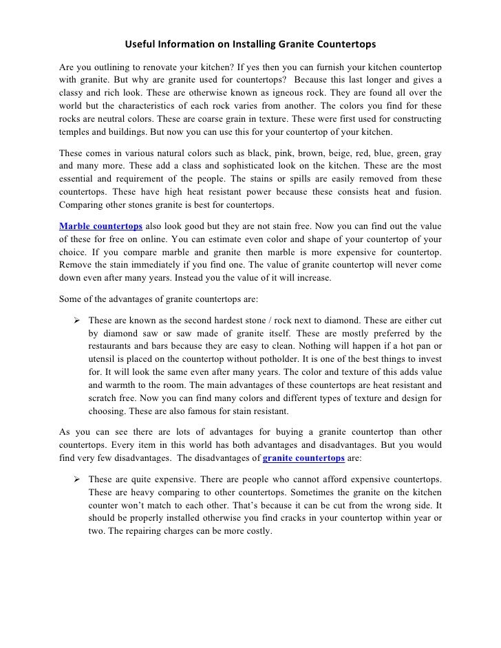 Useful Information On Installing Granite Countertops