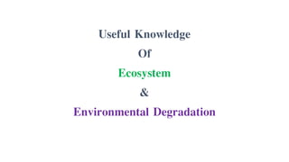 Useful Knowledge
Of
Ecosystem
&
Environmental Degradation
 