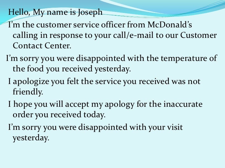 customer service sentences