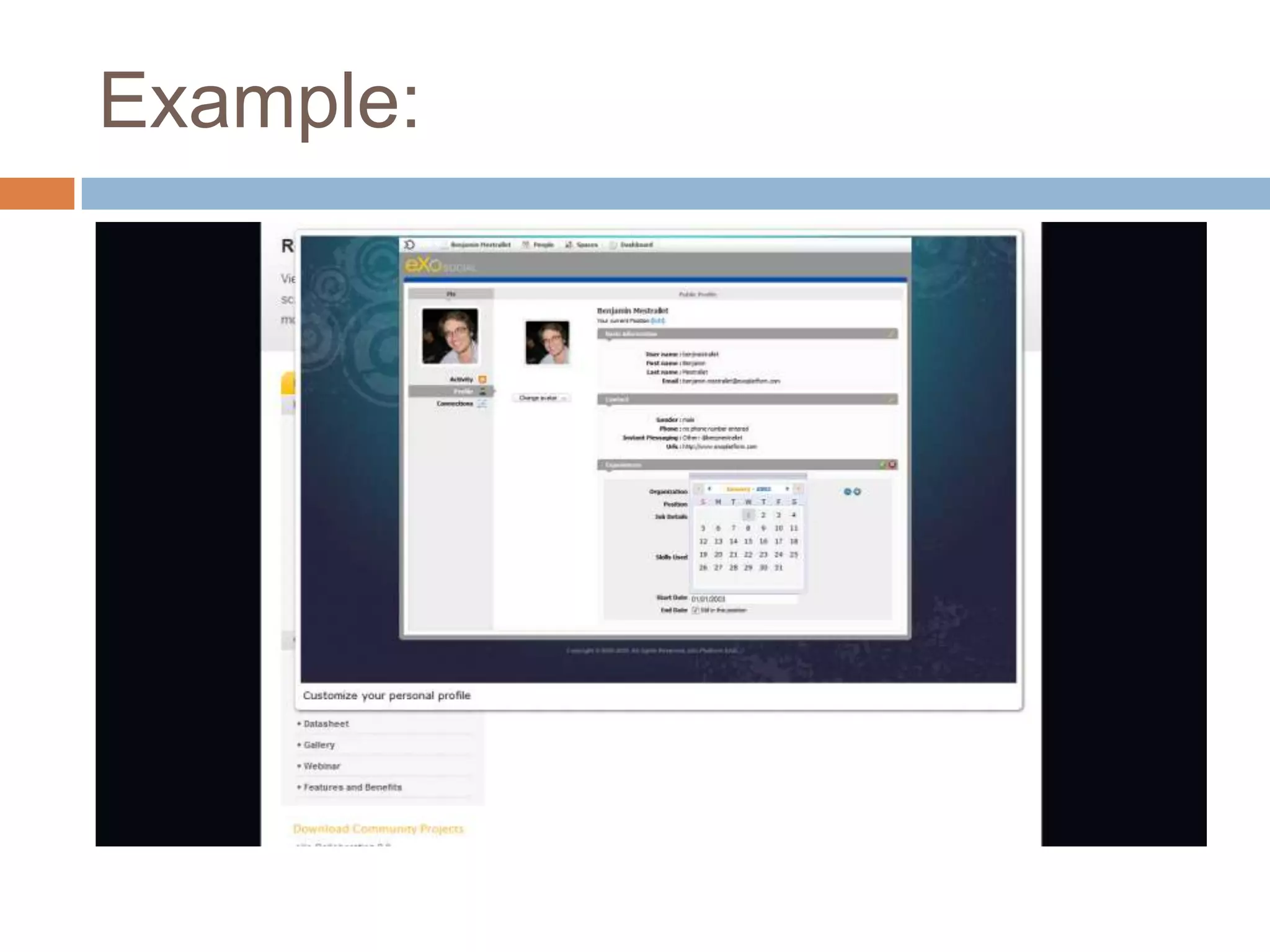 Yet Another Community System Yacs is a french open-source software (LGPL) dedicated to online communities management.Based on PHP and JavascriptYACS is structured as sections (or sections), which can fit in other sections whose number is not limited. The sections appear in the root are the basic elements of navigation. The pages, or articles are sets that rely on a section and can include content writing, desc files, but also attachments, video, PDF, ect., Links, gallery ...Rich people profiles, story feeds, flexible social graphing, privacy management, dashboard, tagging, comments geolocation support, public messaging, . There are 6 privacy levels: public, registered, followers, leaders, mutual, and myself only.The system allows for file sharing, publishing pages in PDF, Word, Plam or printing. Integrates Web forms, tools to facilitate the entry of a blog (as w.bloggar). It enriches content by making it more visual by adding images, offering downloads, provide references to other pages, use codes layout simple and easy, integrated emoticons, avatars, etc.. forums and comment pages interact together, member profiles are optimized with their direct connections with Skype and instant messaging. YACS instantly transmit the latest information on RSS aggregators. It allows you to publish files via podcasting, periodic newsletters, to provide summaries, etc.Tools Uses the basic elements of a content system:  articles, section and categories.Allows to make community sites with compartmentsTranslatable user interfacesStill developing, the project site is in french.