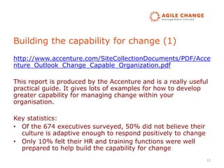 Building the capability for change (1)
http://www.accenture.com/SiteCollectionDocuments/PDF/Acce
nture_Outlook_Change_Capa...