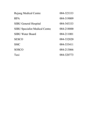 Useful telephone number