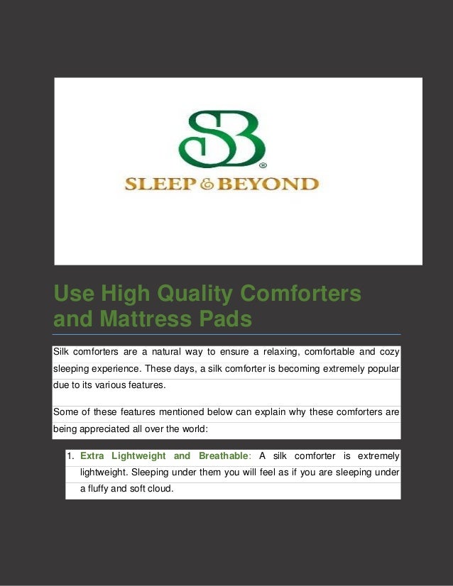 Use High Quality Comforters And Mattress Pads Converted