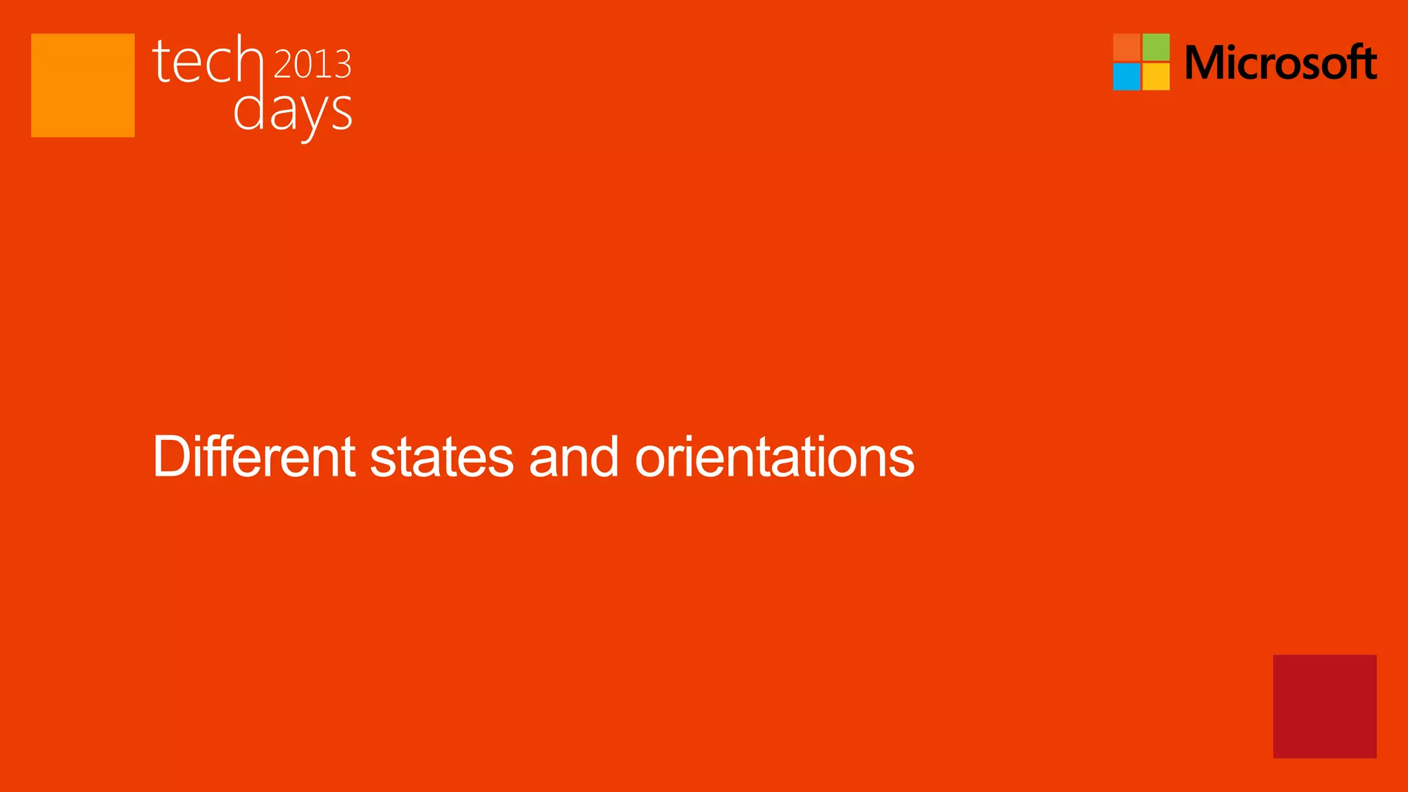 Different states and orientations
 