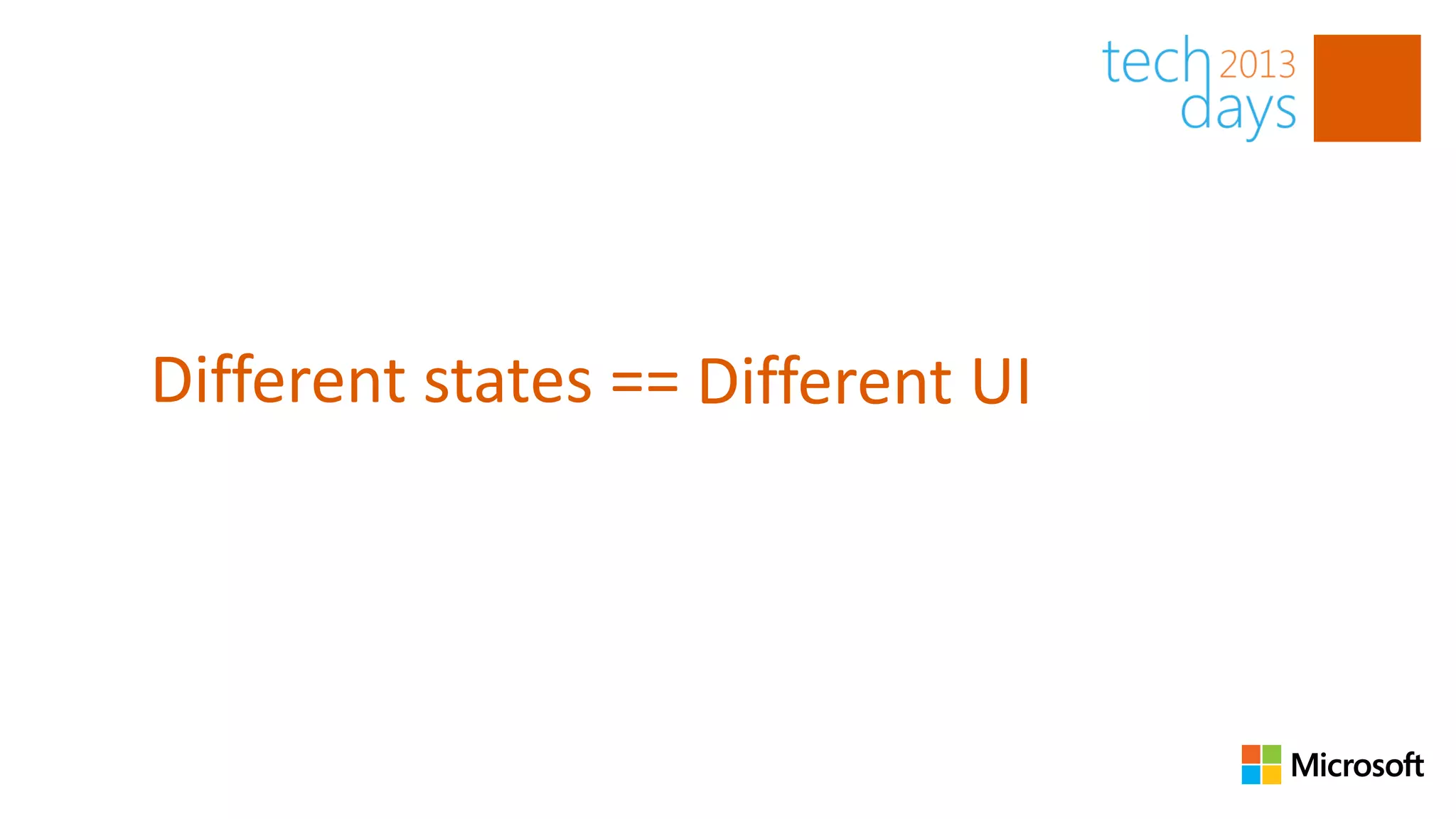 Different states == Different UI
 