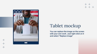 Tablet mockup
You can replace the image on the screen
with your own work. Just right-click on it
and select “Replace image”
 