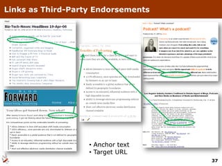 Links as Third-Party Endorsements




                   • Anchor text
                   • Target URL
                                    37
 