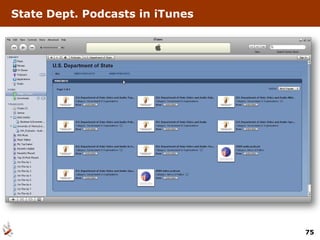 State Dept. Podcasts in iTunes




                                 75
 