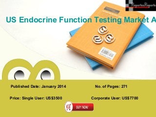 US Endocrine Function Testing Market A

Published Date: January 2014
Price: Single User: US$3500

No. of Pages: 271
Corporate User: US$7700

 
