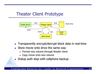 Using FreeBSD to Design a Secure Digital Cinema Server (Usenix 2004)