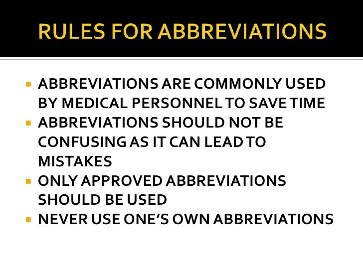 Use Of Abbreviations In Medical Terminology