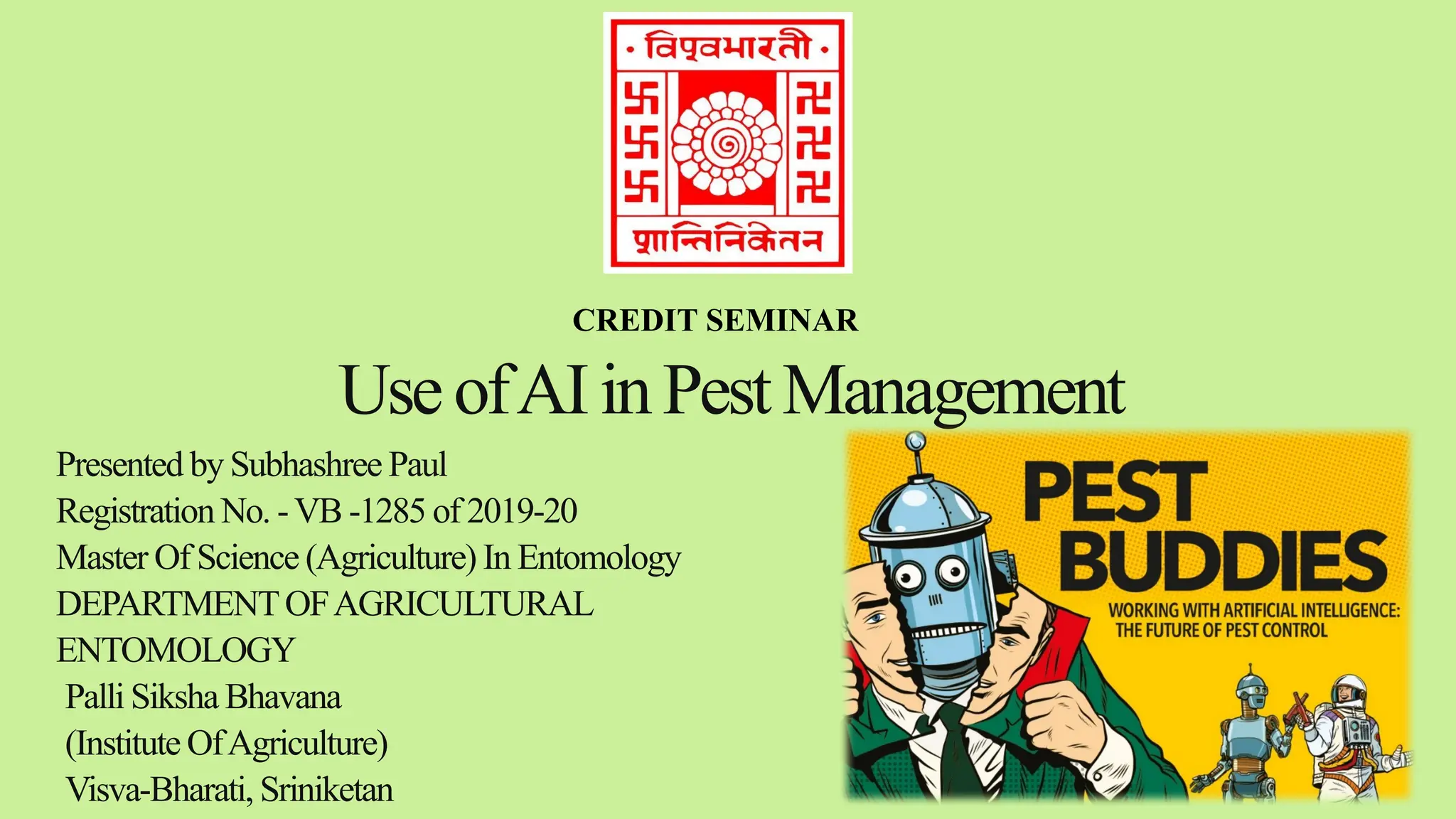 Use of AI in Pest Management for credit seminar topic | PPTX