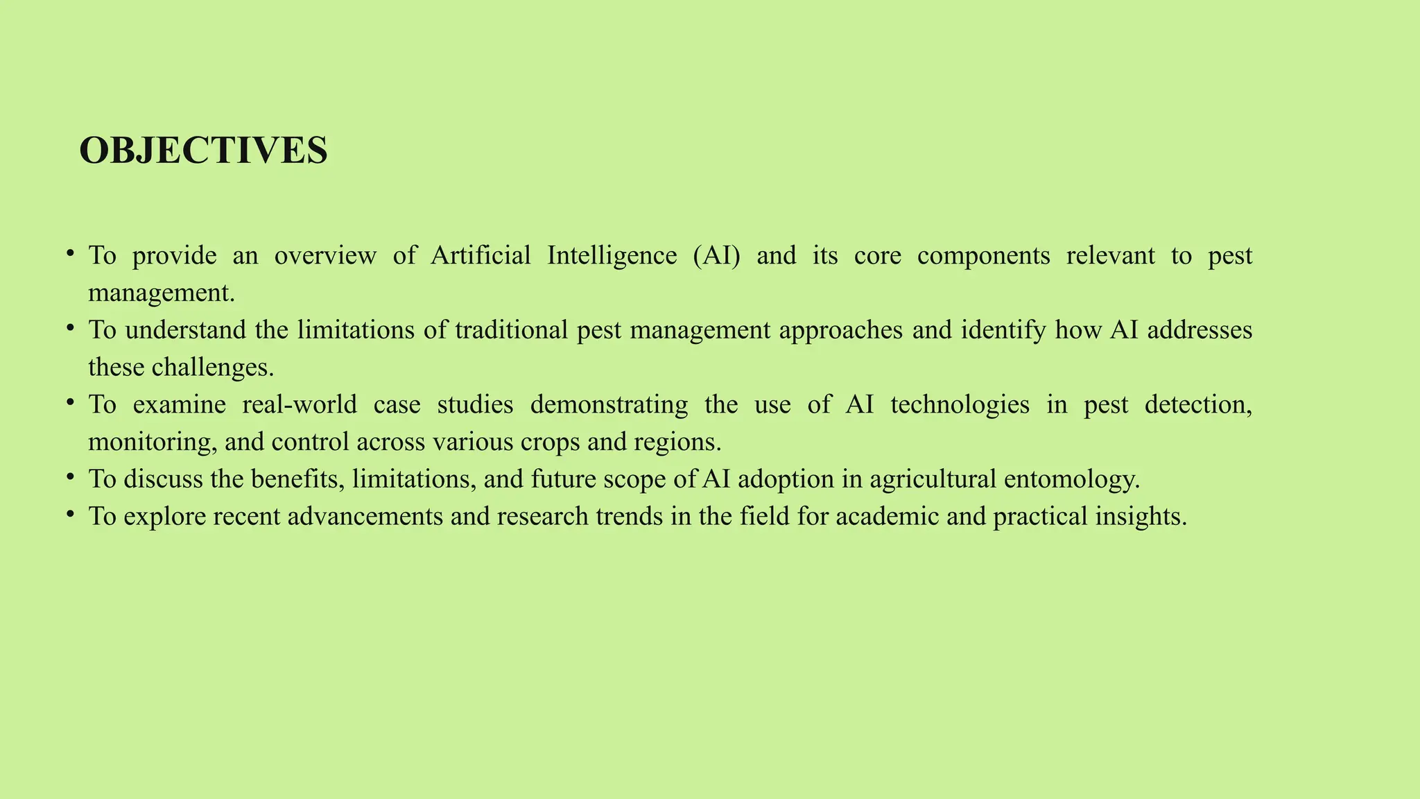 Use of AI in Pest Management for credit seminar topic | PPTX
