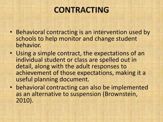 Use of behavior modification in school setting | PPTX