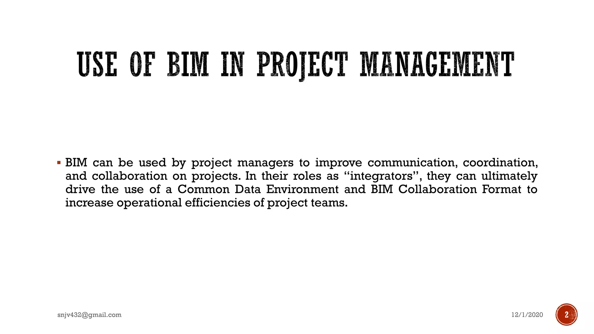 Use of bim in project management | PDF