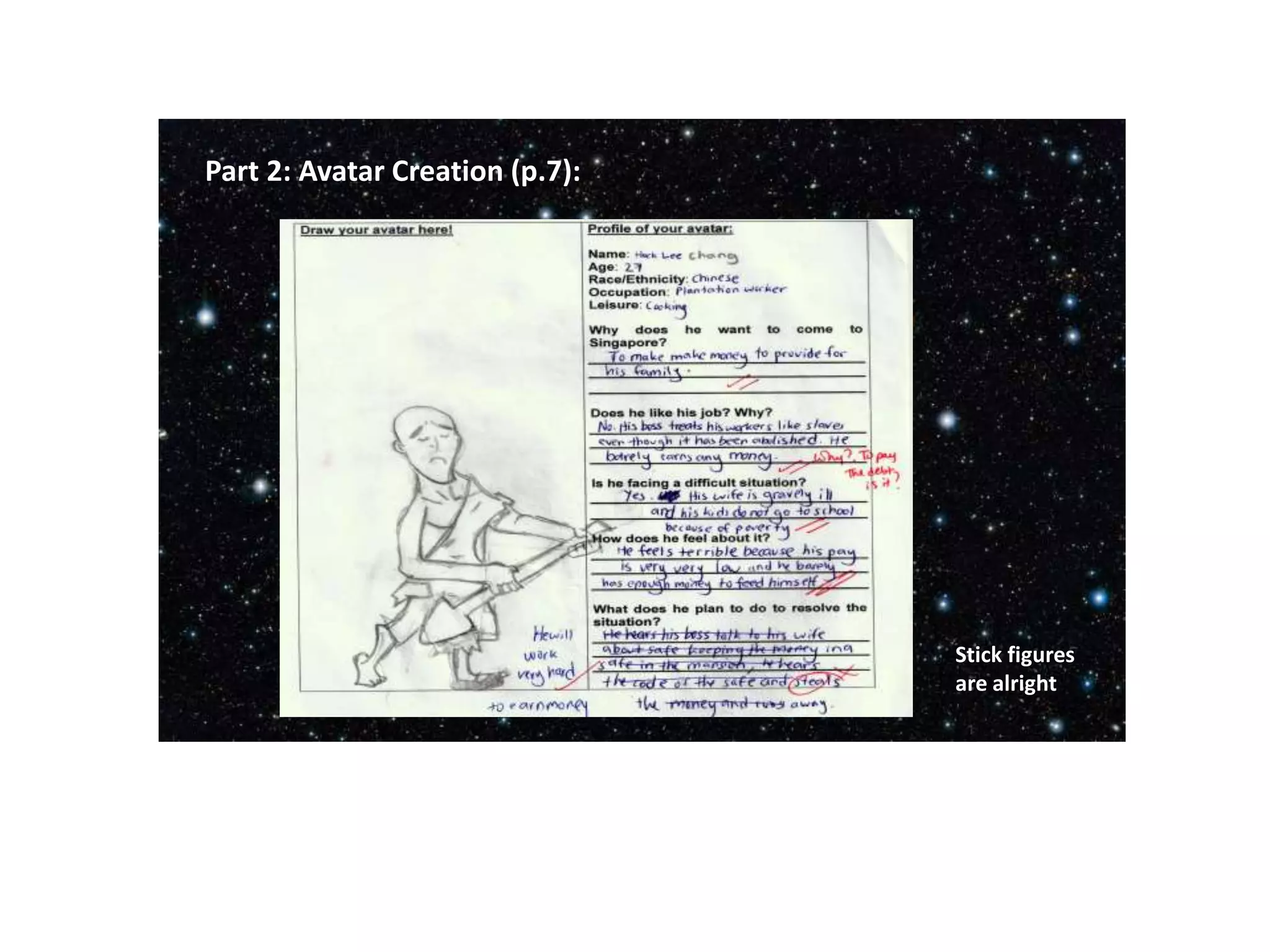 Part 2: Avatar Creation (p.7):
Stick figures
are alright
 