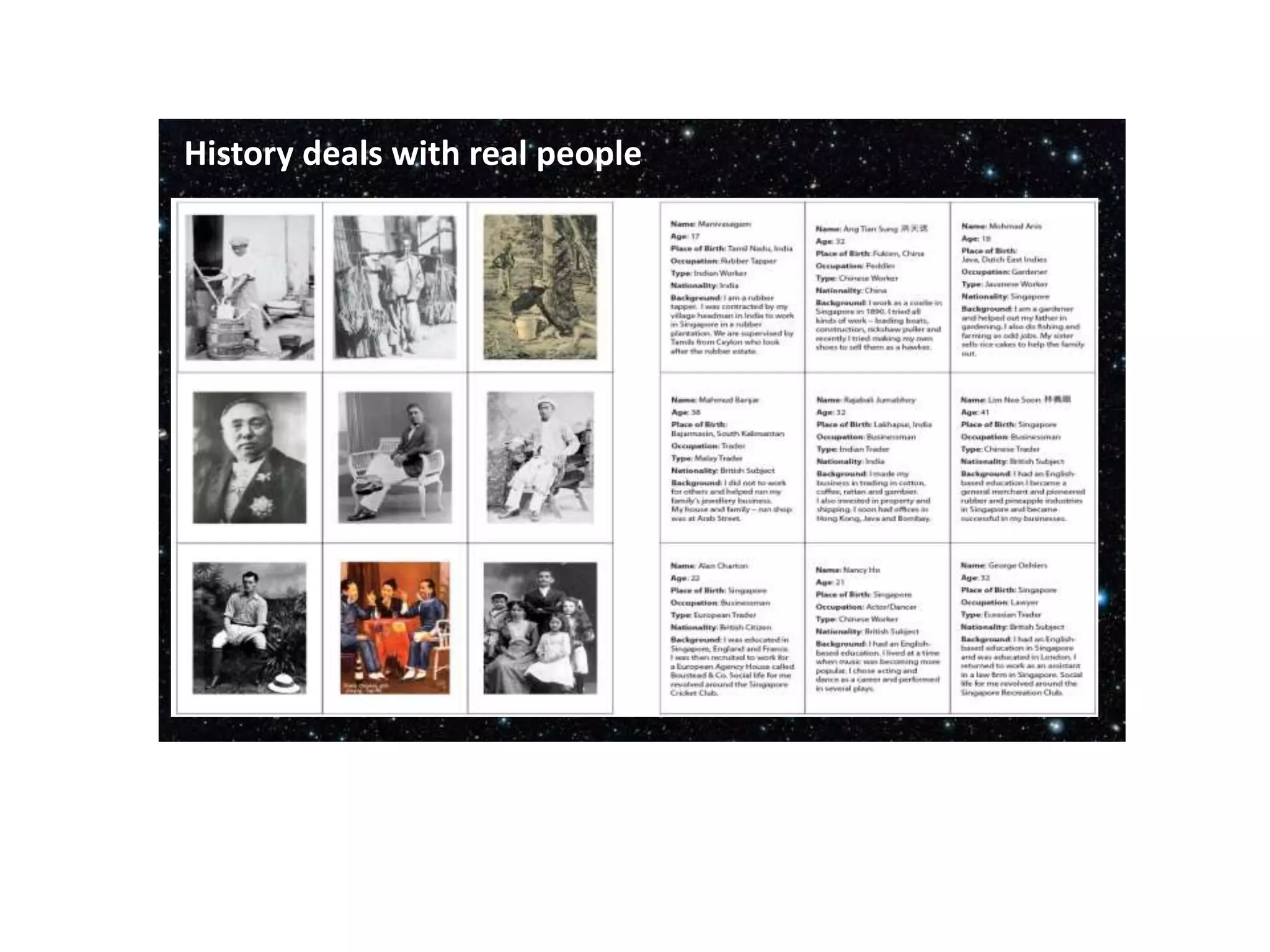 History deals with real people

 