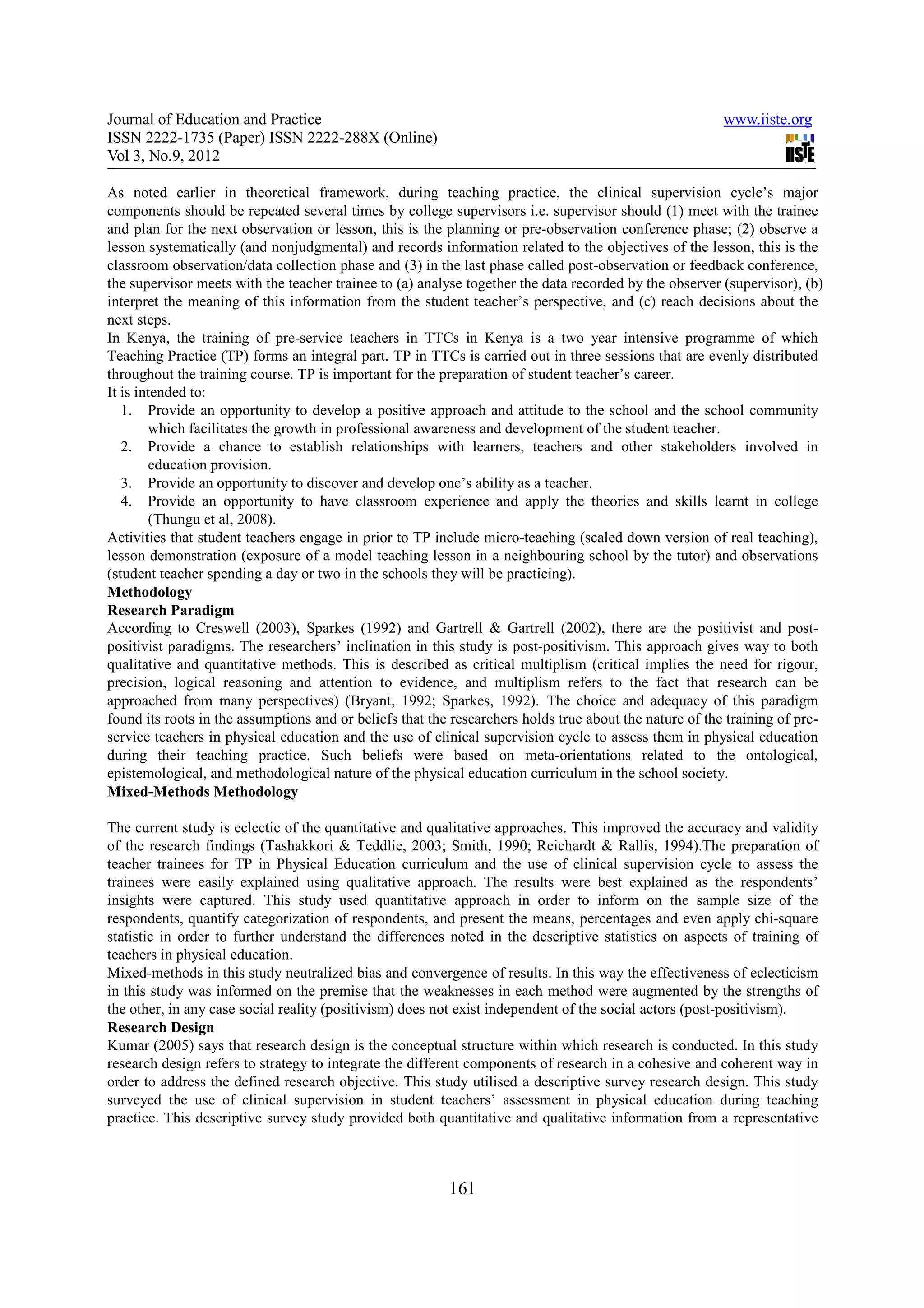 Use of clinical supervision cycle in the assessment of teacher | PDF
