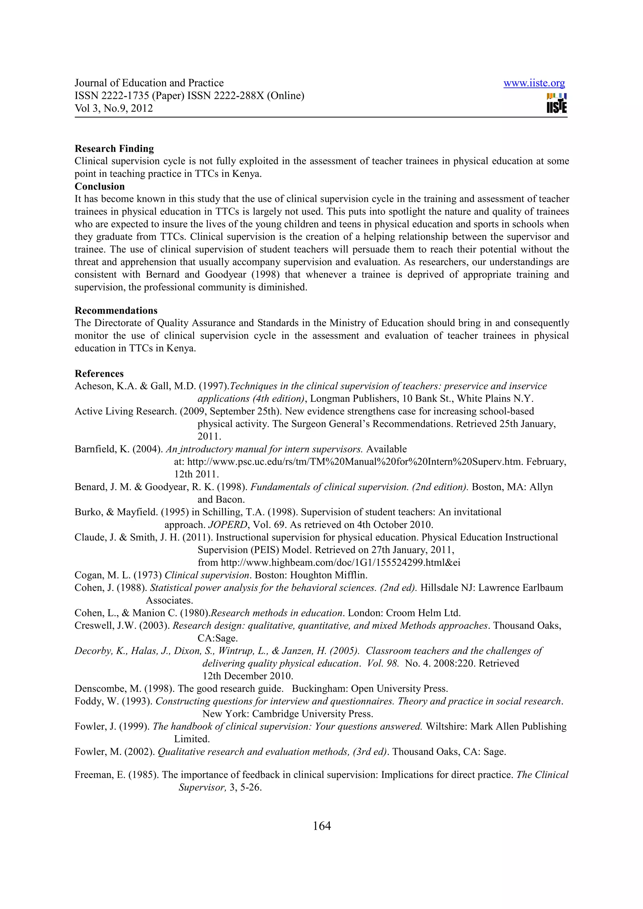 Use of clinical supervision cycle in the assessment of teacher | PDF