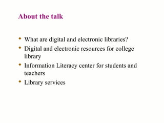 Digital and Electronic Libraries | PPT