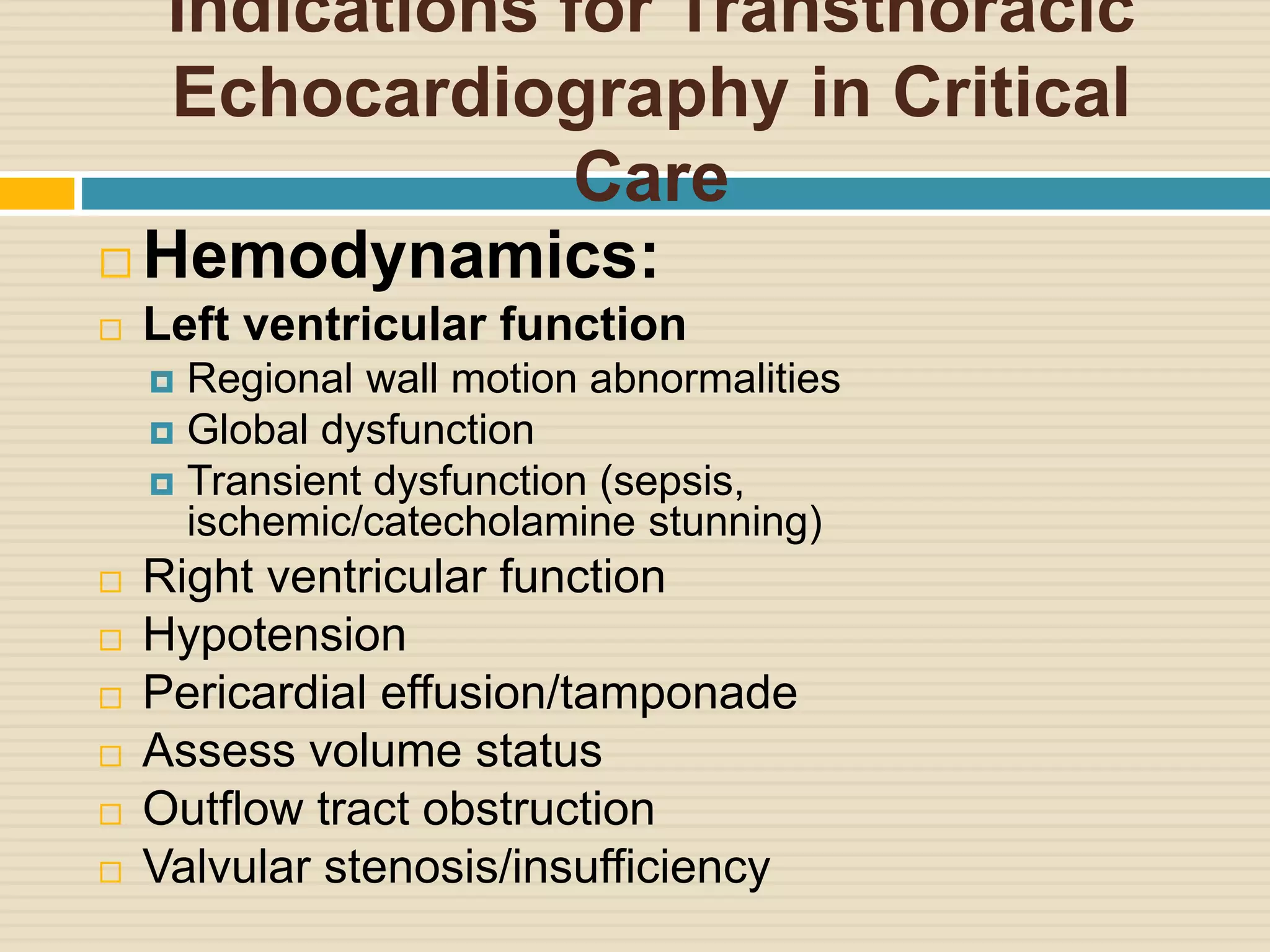 Use of echocardiography in icu | PPTX