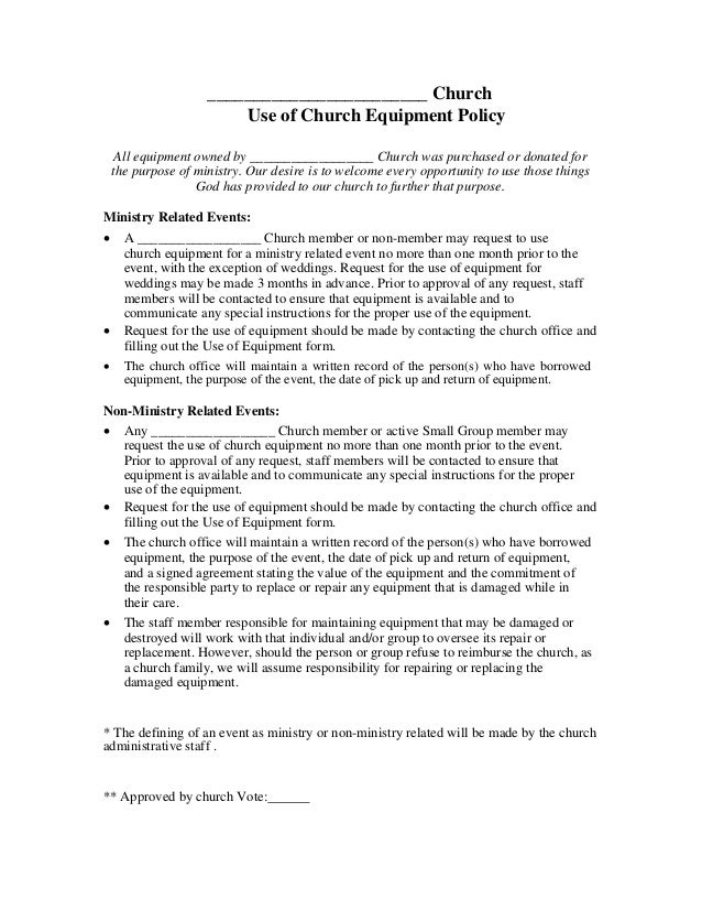 Use of equipment policy