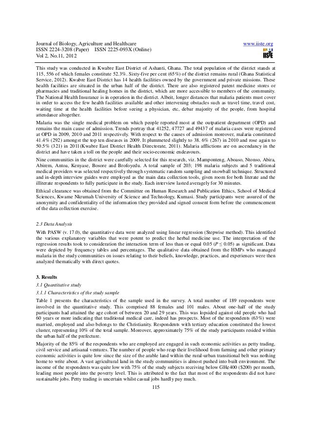 Research paper of malaria