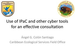 Use of IPaC and other cyber tools
for an effective consultation
Ángel G. Colón Santiago
Caribbean Ecological Services Field Office
 