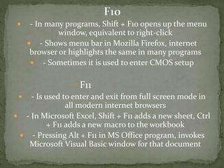 Use of Keyboard Function keys (F1 - F12) -hmftj | PPTX