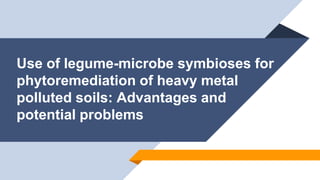 Use of legume-microbe symbioses for
phytoremediation of heavy metal
polluted soils: Advantages and
potential problems
 
