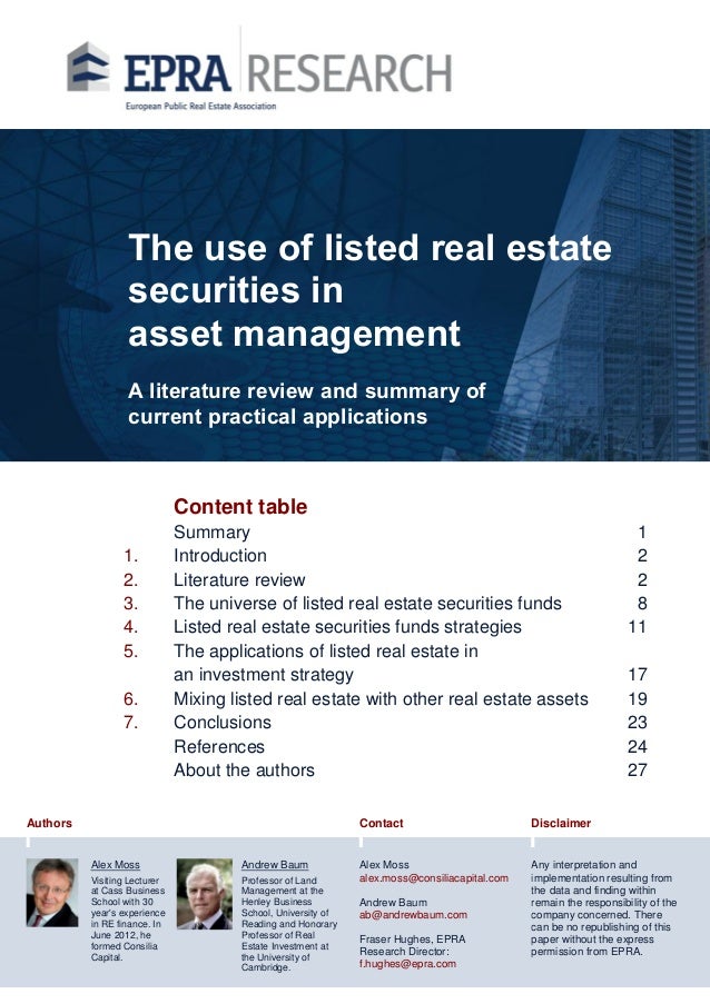 Use of listed real estate securities in asset management ...