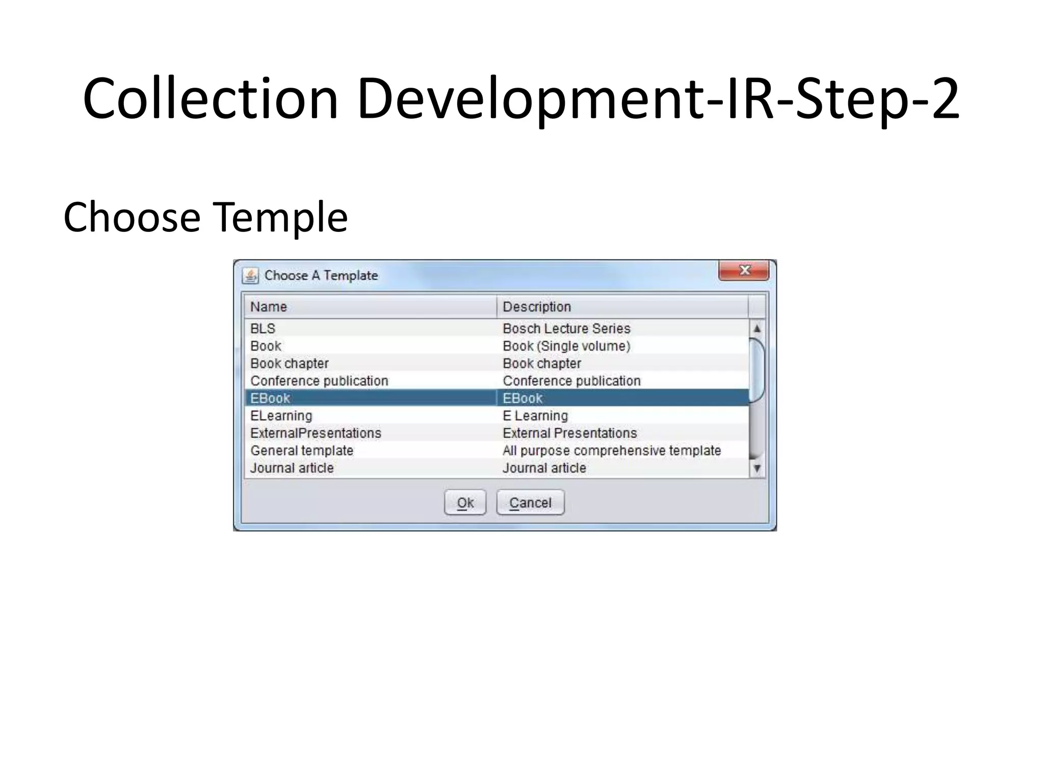 Collection Development-IR-Step-2 Choose Temple 
