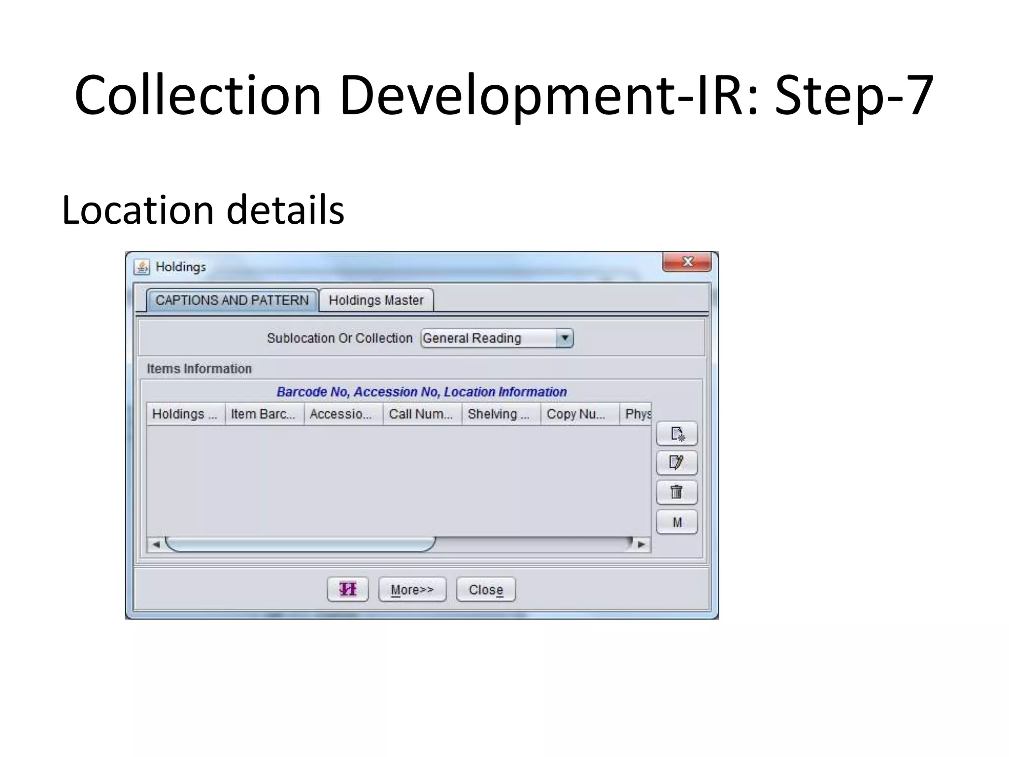 Collection Development-IR: Step-7 Location details 