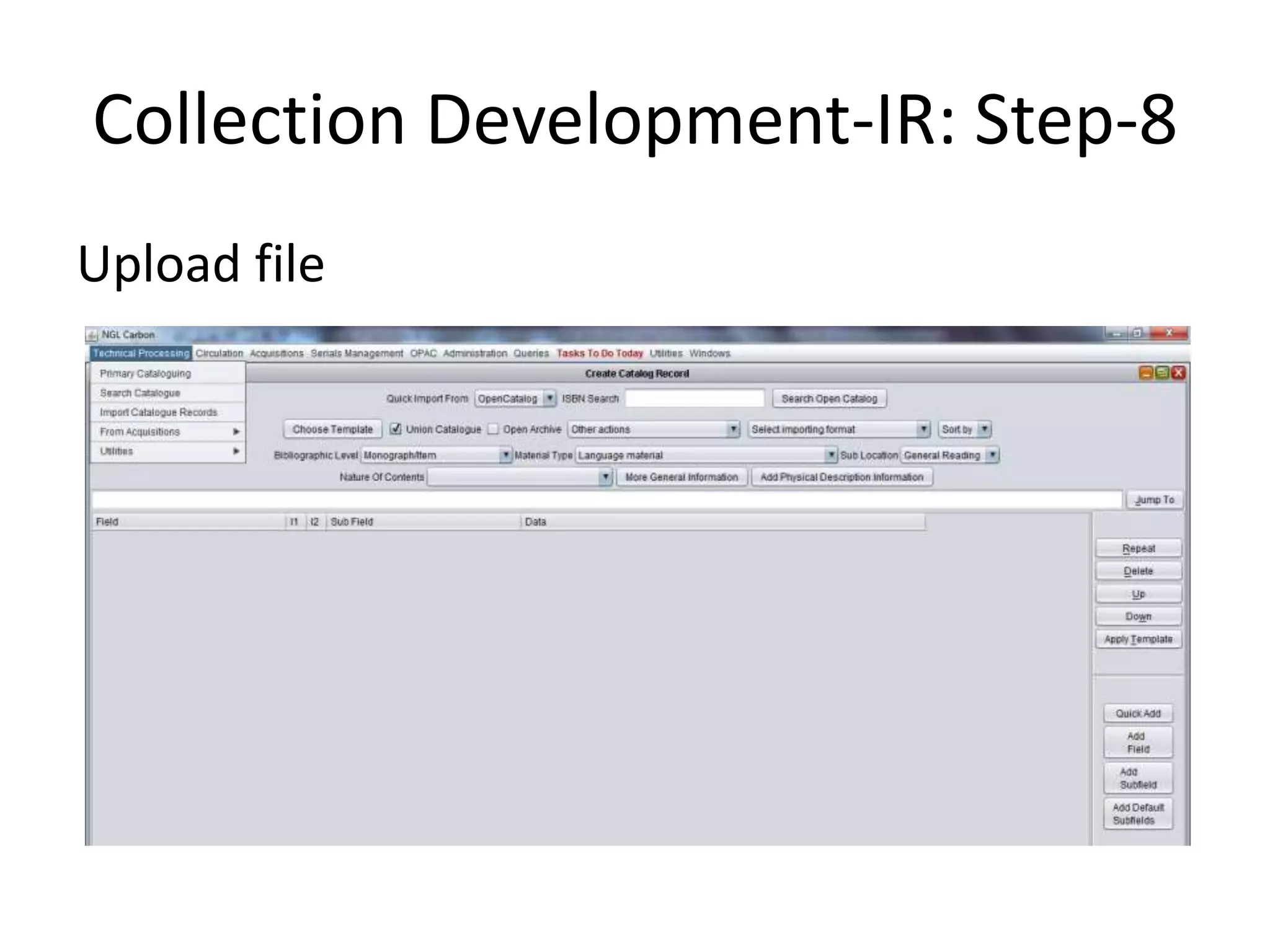 Collection Development-IR: Step-8 Upload file 