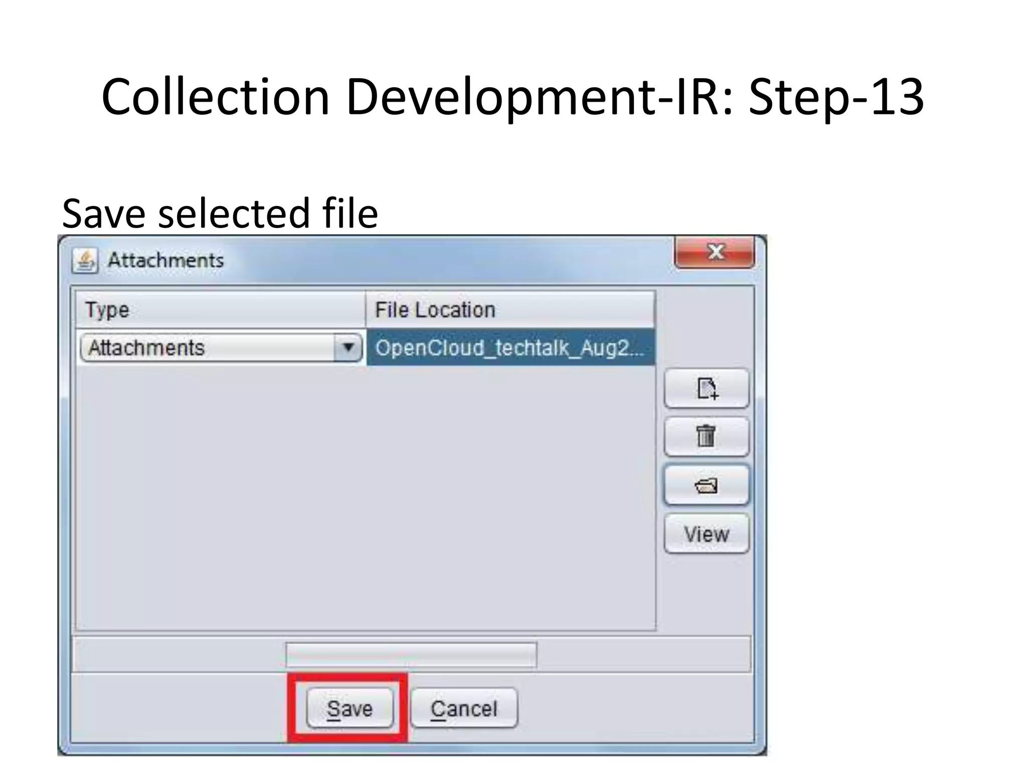 Collection Development-IR: Step-13 Save selected file 