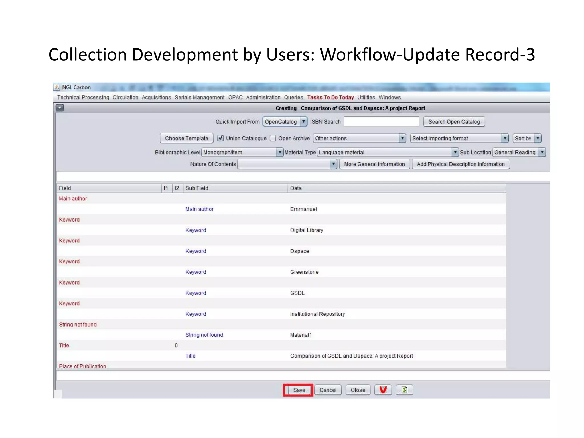 Collection Development by Users: Workflow-Update Record-3 