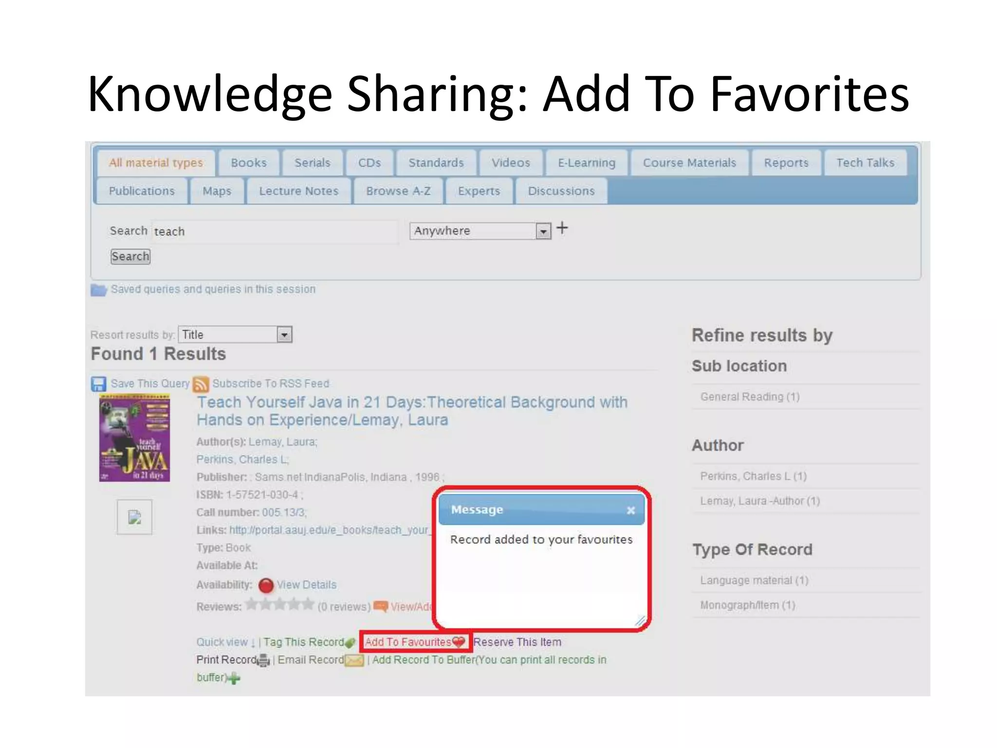 Knowledge Sharing: Add To Favorites 