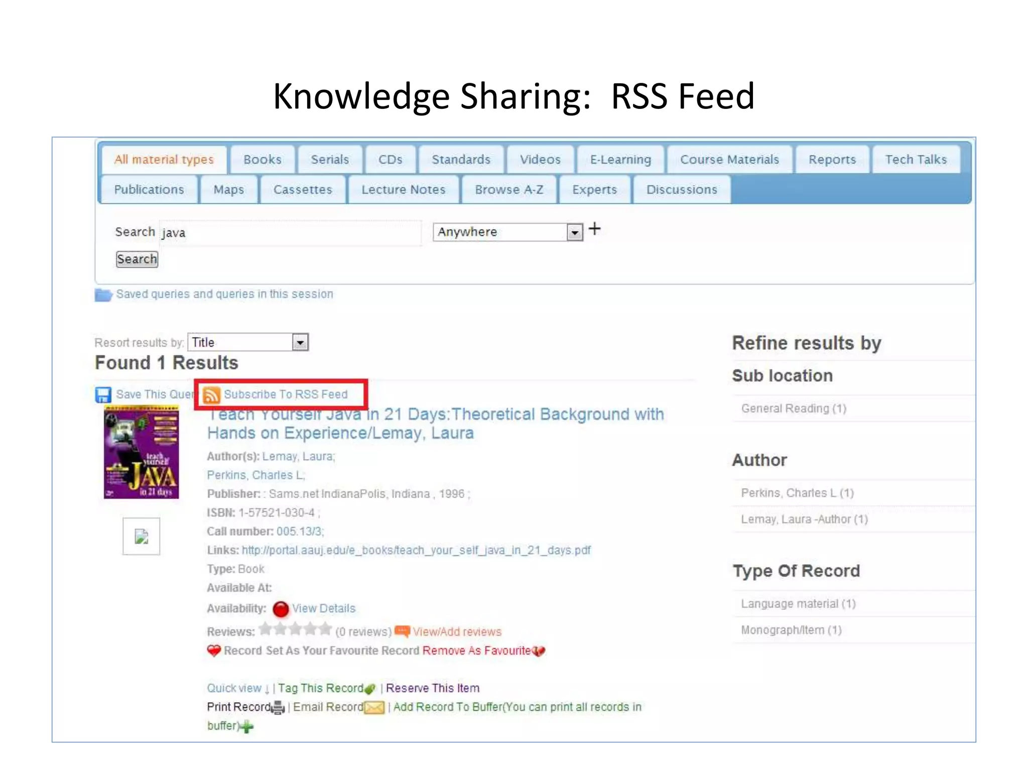 Knowledge Sharing: RSS Feed 