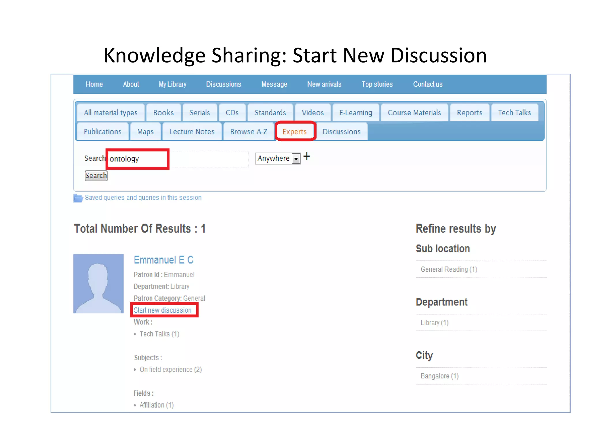 Knowledge Sharing: Start New Discussion 